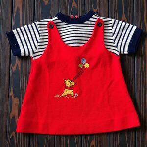 Vintage Sears Winnie the Pooh Sweater Knit Pinafore Dress Girl's Size 12 Months